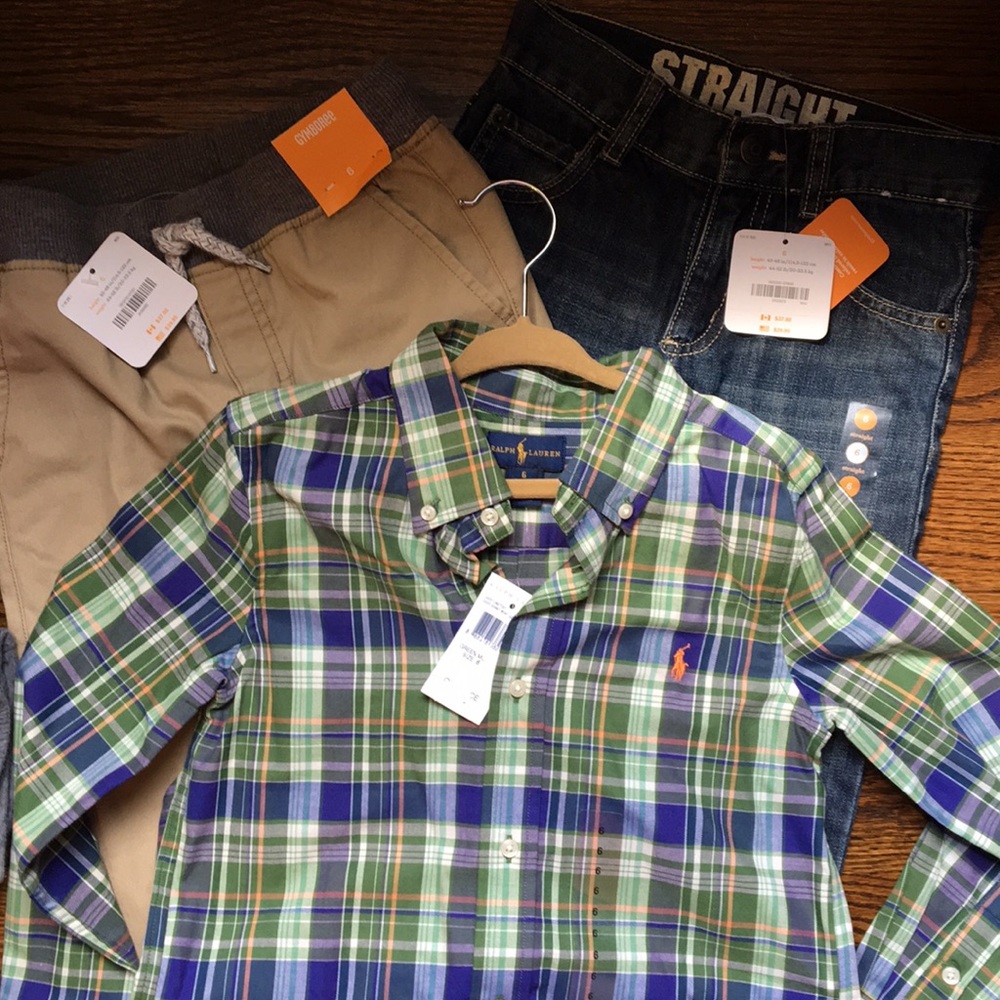 Boys Sz 6 NWT 1 RL Button Down/ 2 Gymboree pants